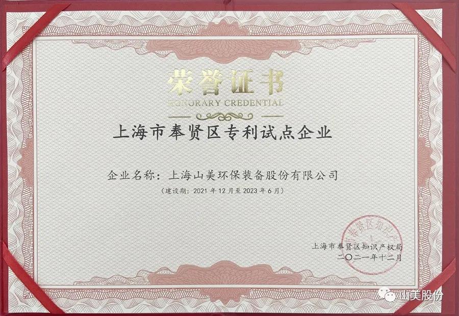 荣誉接踵而至，上海山美股份再获表彰：获评为上海市奉贤区试点企业